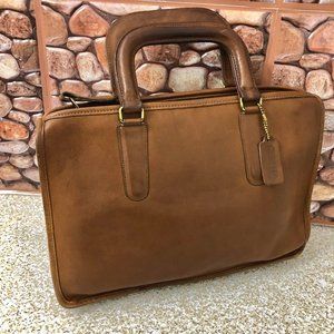Vintage Coach Taupe Leather Slim Satchel Briefcase Handbag Bonnie Cashin